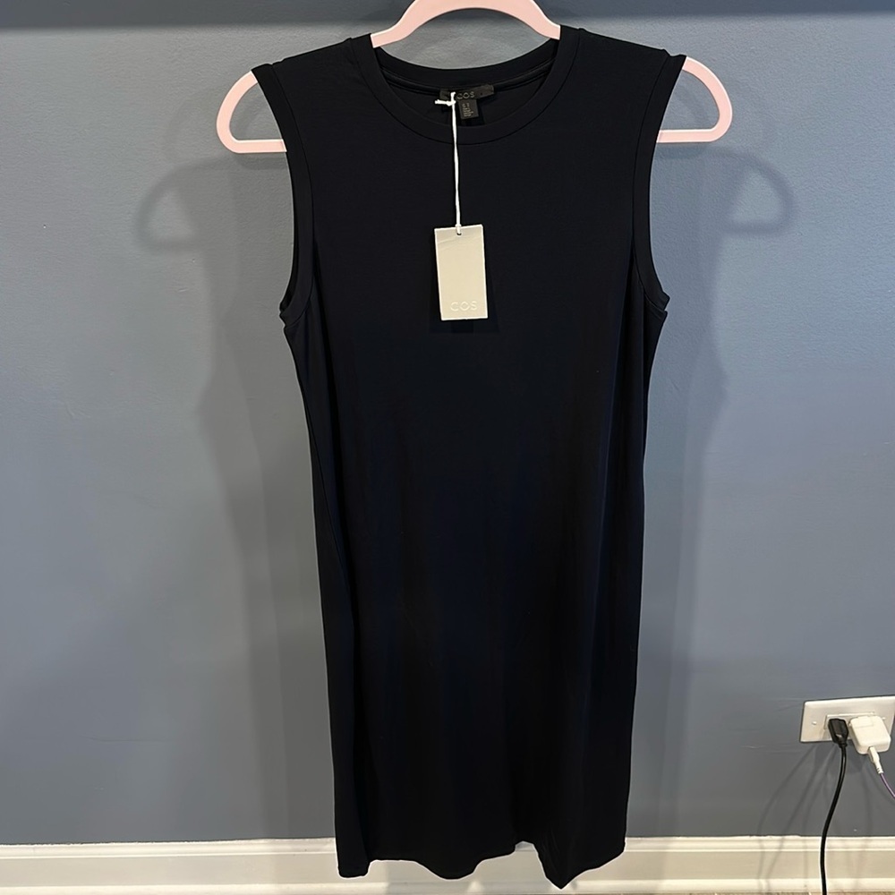 NWT Cos black shift midi sleeveless dress